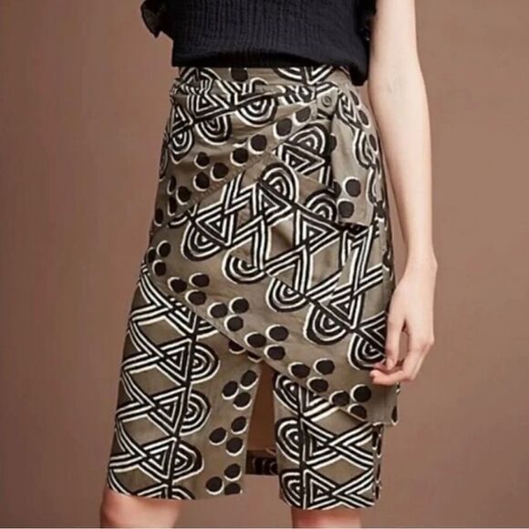 Maeve linen blend tribal print skirt.  Size 4 - Picture 1 of 7